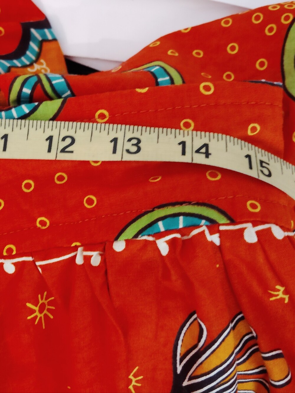 African Print Orange Maxi Skirt with Green Accents - Picture 3 of 3